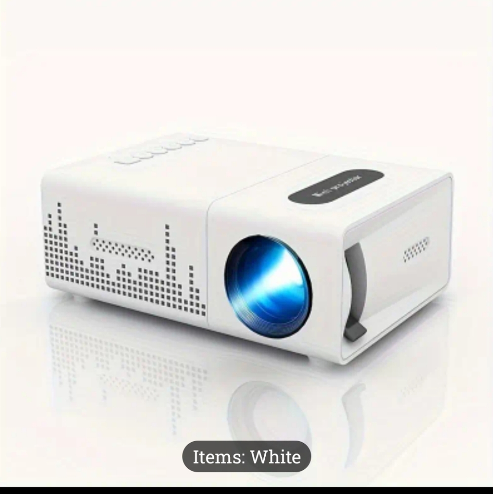 🎁 🎄 Compact White Projector with Blue Lens